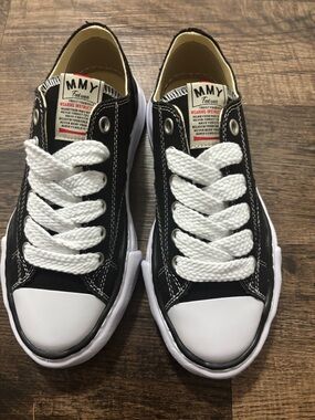 MMY Black Canvas Low-Top Sneakers with White Trim